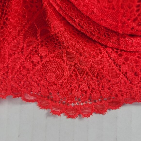 2 Aerie Red & Maroon Lace Longline Underwire Supportive Balconette Bra Size 32D - Picture 5 of 16